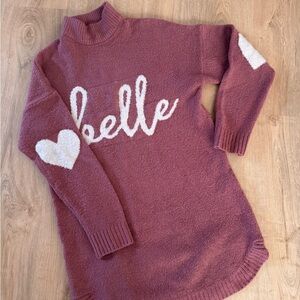 Cozy Mauve 'Belle' Heart Sweater Dress